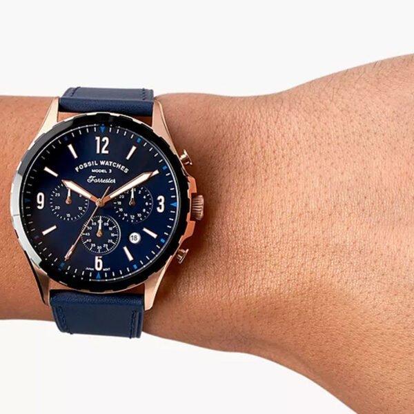 Fossil (FS5814) Forrester Chronograph Navy Leather Watch - Image 4
